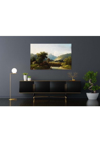 Balıkçı Yeşil Orman Kanvas Tablo fiyatları