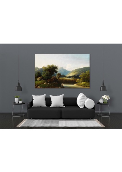Balıkçı Yeşil Orman Kanvas Tablo modelleri