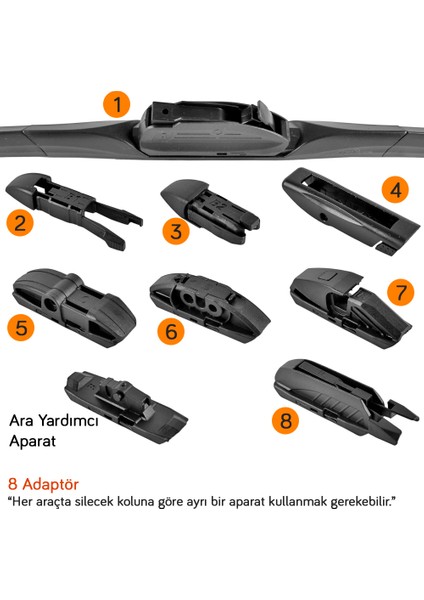 92816 Hybrid Multi-Fit 8 Adaptörlü 16 Inç / 400 mm Silecek