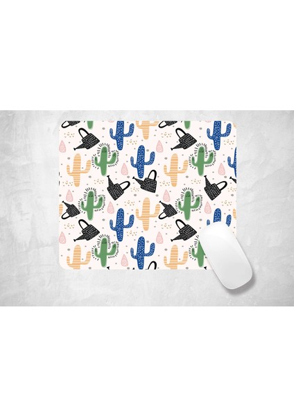 Renkli Kaktüsler - Dikdörtgen Baskılı Mouse Pad