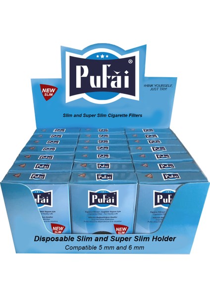 Süper Slim Sigara Filtresi 5 mm 6 mm Uyumlu 1525 Adet 1 Paket 21 Kutu
