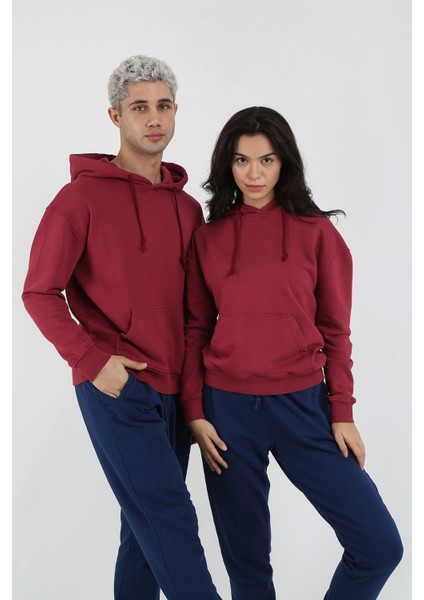 Bordo  Kapşonlu Sweatshirt