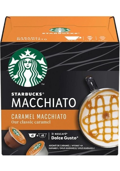 Capsule Cafea Starbucks Caramel Macchiato By Nescafé Dolce Gusto, 12 Capsule, 6 Bauturi, 127,8 gr