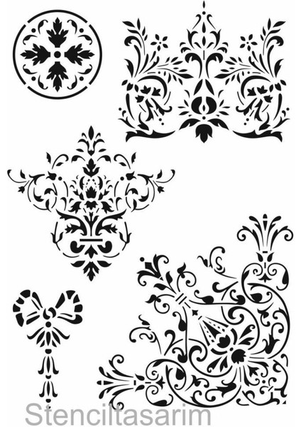 Köşe Desenler Stencil Şablon 35 x 50 cm KÖ-035