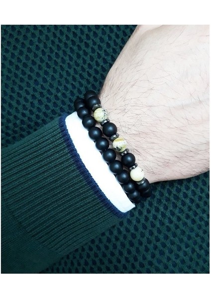Zebercet - Oniks - Hematit Doğal Taş Erkek Bileklik fırsatları