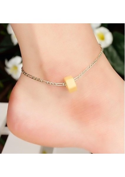 Sarı Renk Taş Zincir Halhal