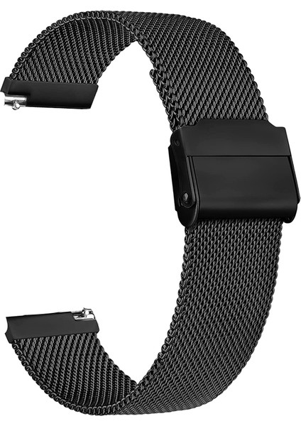 Huawei Watch Gt 3 Active 46MM Kordon Çıtçıtlı Hasır Metal Örgülü Siyah