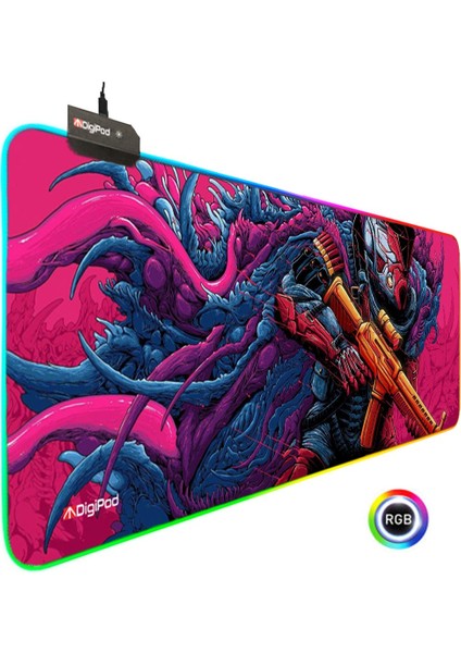 RGB Gaming Oyuncu Mousepad 90X40 XXL Kaymaz Taban SOLDİER 4mm Kalınlık