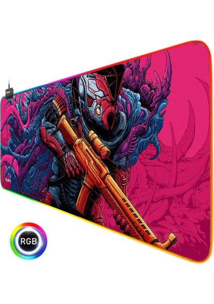 RGB Gaming Oyuncu Mousepad 90X40 XXL Kaymaz Taban SOLDİER 4mm Kalınlık