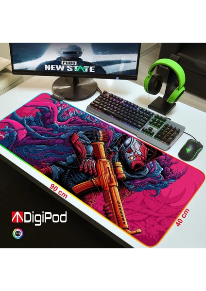 RGB Gaming Oyuncu Mousepad 90X40 XXL Kaymaz Taban SOLDİER 4mm Kalınlık