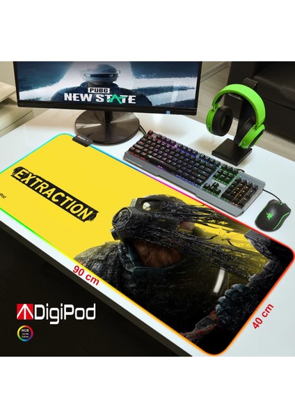 RGB Gaming Oyuncu Mousepad 90X40 XXL Kaymaz Taban EXRACTİON 4mm Kalınlık
