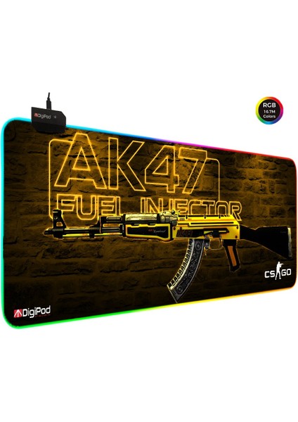 RGB Gaming Oyuncu Mousepad AK47 70 X 30 Kaymaz Taban 4mm Kalınlık