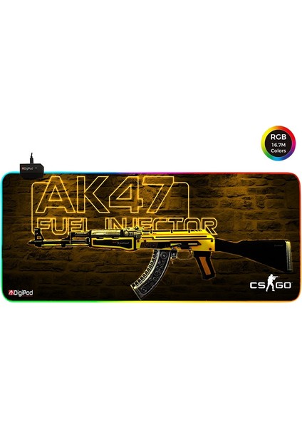 RGB Gaming Oyuncu Mousepad AK47 70 X 30 Kaymaz Taban 4mm Kalınlık