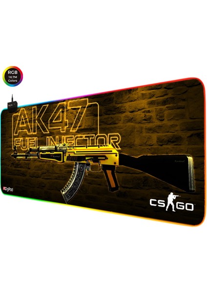 RGB Gaming Oyuncu Mousepad AK47 70 X 30 Kaymaz Taban 4mm Kalınlık