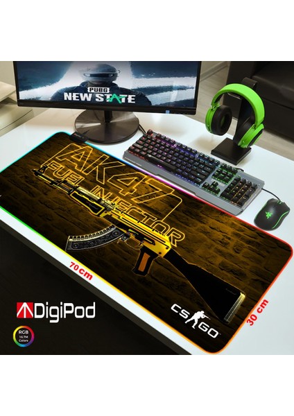 RGB Gaming Oyuncu Mousepad AK47 70 X 30 Kaymaz Taban 4mm Kalınlık
