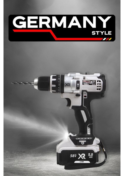 Germany Style GRMPRO9036G 58V Max Xr Çift Akülü Darbeli Torklu Matkap 30 Parça Aksesuar