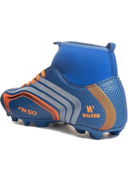 Mavi Turuncu Wlk 435 Çoraplı Krampon Futbol Ayakkabısı modelleri