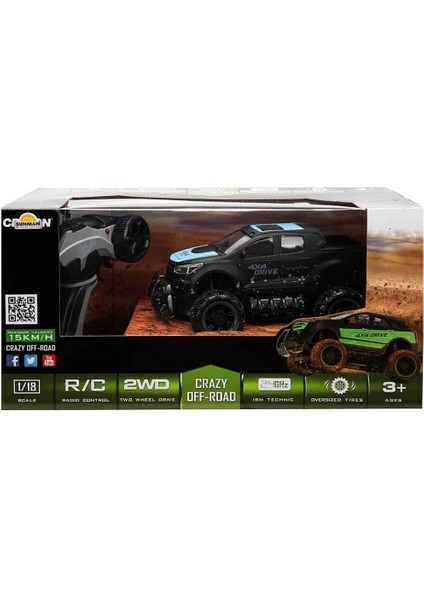 1:18 Uzaktan Kumandalı 4x4 Crazy Off-Road Araba Siyah Mavi