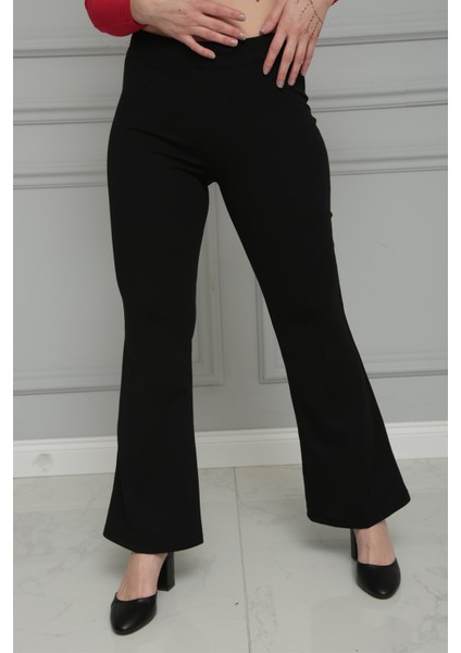 Kadın Siyah Ispanyol Paça Kumaş Pantolon fiyatları