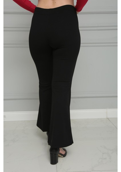 Kadın Siyah Ispanyol Paça Kumaş Pantolon indirimleri