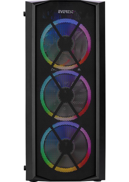 FLAT MESH 4*12cm Rainbow Fan Tempered Camlı Gaming Oyuncu Bilgisayar Kasası