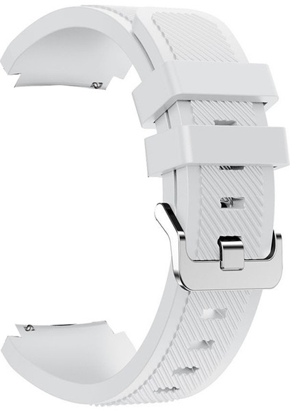 Huawei Watch Gt 3 Active 46MM Kordon Silikon Çizgili Kancalı Beyaz