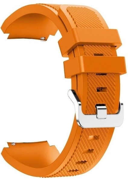 Huawei Watch Gt 3 Active 46MM Kordon Silikon Çizgili Kancalı Turuncu