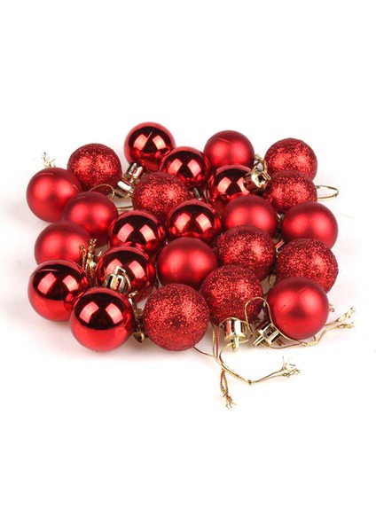 24 Adet Noel Topları Set 3cm Noel Kolye Dekoratif Toplar (Yurt Dışından)