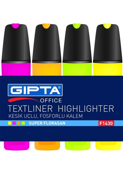 Fosforlu Markör 4 Renk Set