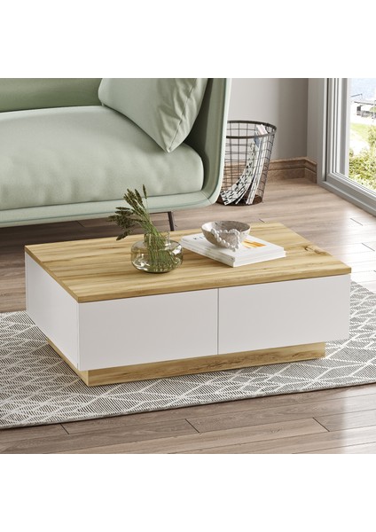 Luvio Orta Sehpa 2 Kapaklı Keçe-Beyaz LV17-WK