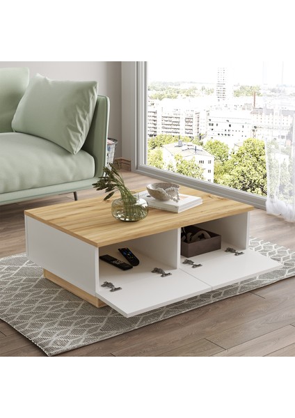 Luvio Orta Sehpa 2 Kapaklı Keçe-Beyaz LV17-WK fırsatları