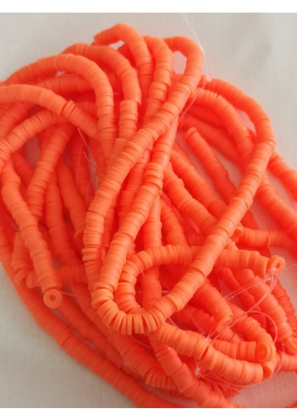 6mm Turuncu Renk Polimer Kil Fimo Boncuk Dizisi 40 cm Hamur Boncuk Fimo Dizi