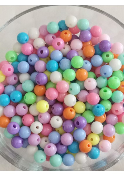 Livza BIJUTERI 25GR 8mm Pastel Karışık Renkli Yuvarlak Plastik Boncuk Takı Yapım Boncuğu fiyatları