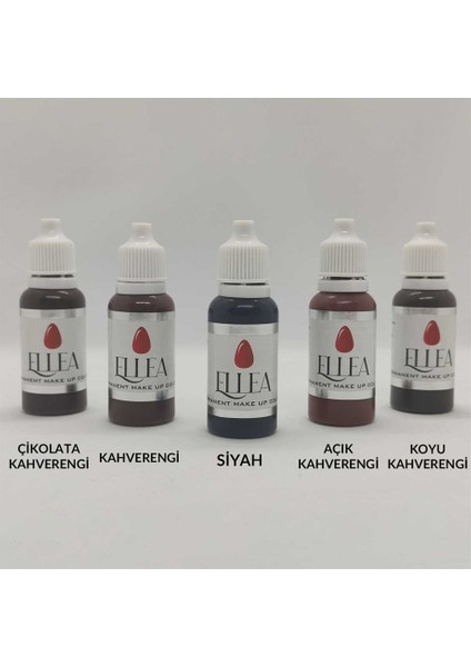 Ellea Naıl Kalıcı Makyaj ve Microblading Boyası Kaş Için Set 5 Renk (Black, Brown, Light Brown, Chocolate Brown, Dark Brown)