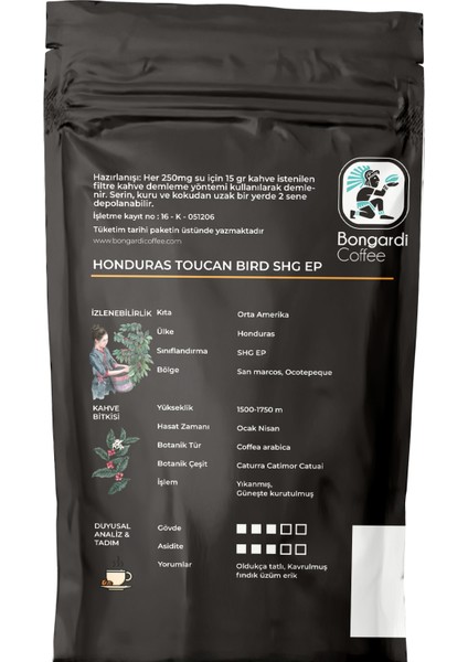 Bongardi Coffee  Honduras Yöresel Filtre Kahve 200 gr Öğütülmüş