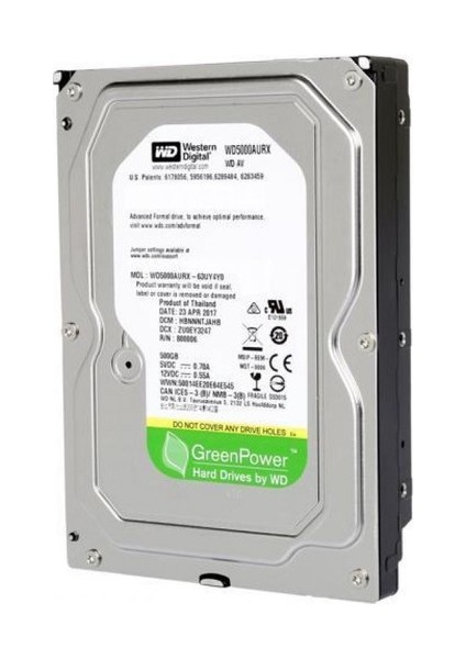 500GB WD5000AURX 64MB Sata 3 Harddisk