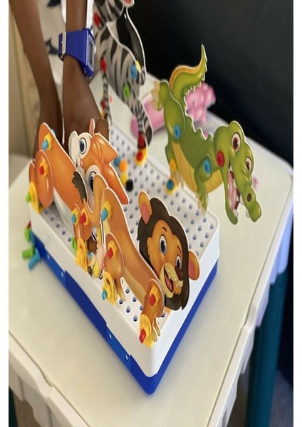 Matkaplı Vidalama ve 3D Yaratıcı Mozaik Puzzle Hayvanlı 340 Parça Montesorri Yapı Oyunu