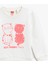 Kedi Baskılı Sweatshirt Bisiklet Yaka Pamuklu 3