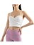 Beyaz Kadın Askılı Astarlı Pamuklu Fitilli Örme Crop Büstiyer Bluz 2