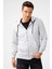 Erkek A.Gri Modernfit / Ekstra Dar Kalıp Kapşonlu Fermuarlı Sweatshirt 3