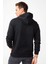 Erkek Siyah Modernfit / Ekstra Dar Kalıp Kapşonlu Fermuarsız Sweatshirt 2