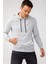 Erkek A.Gri Modernfit / Ekstra Dar Kalıp Kapşonlu Fermuarsız Sweatshirt 3