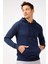 Erkek Lacivert Modernfit / Ekstra Dar Kalıp Kapşonlu Fermuarsız Sweatshirt 1