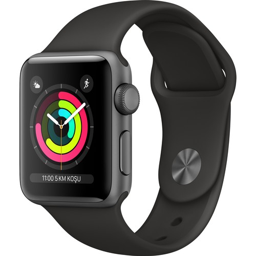 Apple Watch Seri 3 GPS 38 mm Uzay Grisi Alüminyum Kasa ve Siyah Spor Kordon - MTF02TU/A