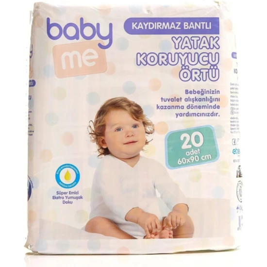 Baby Me Baby & Me Kaydırmaz Bantlı Yatak Koruyucu Örtü 60X90 cm 20 Adet