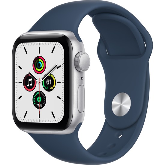 Apple Watch Se Gps, 40MM Gümüş Rengi Alüminyum Kasa ve Mavi Spor Kordon MKNY3TU/A