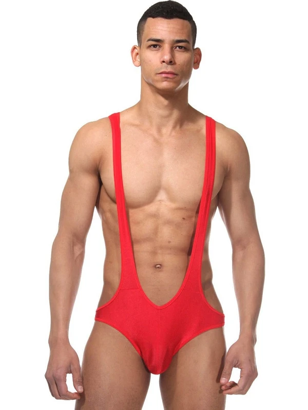 La Blinque Erkek Seksi Kırmızı Iç Giyim Güreşci Body