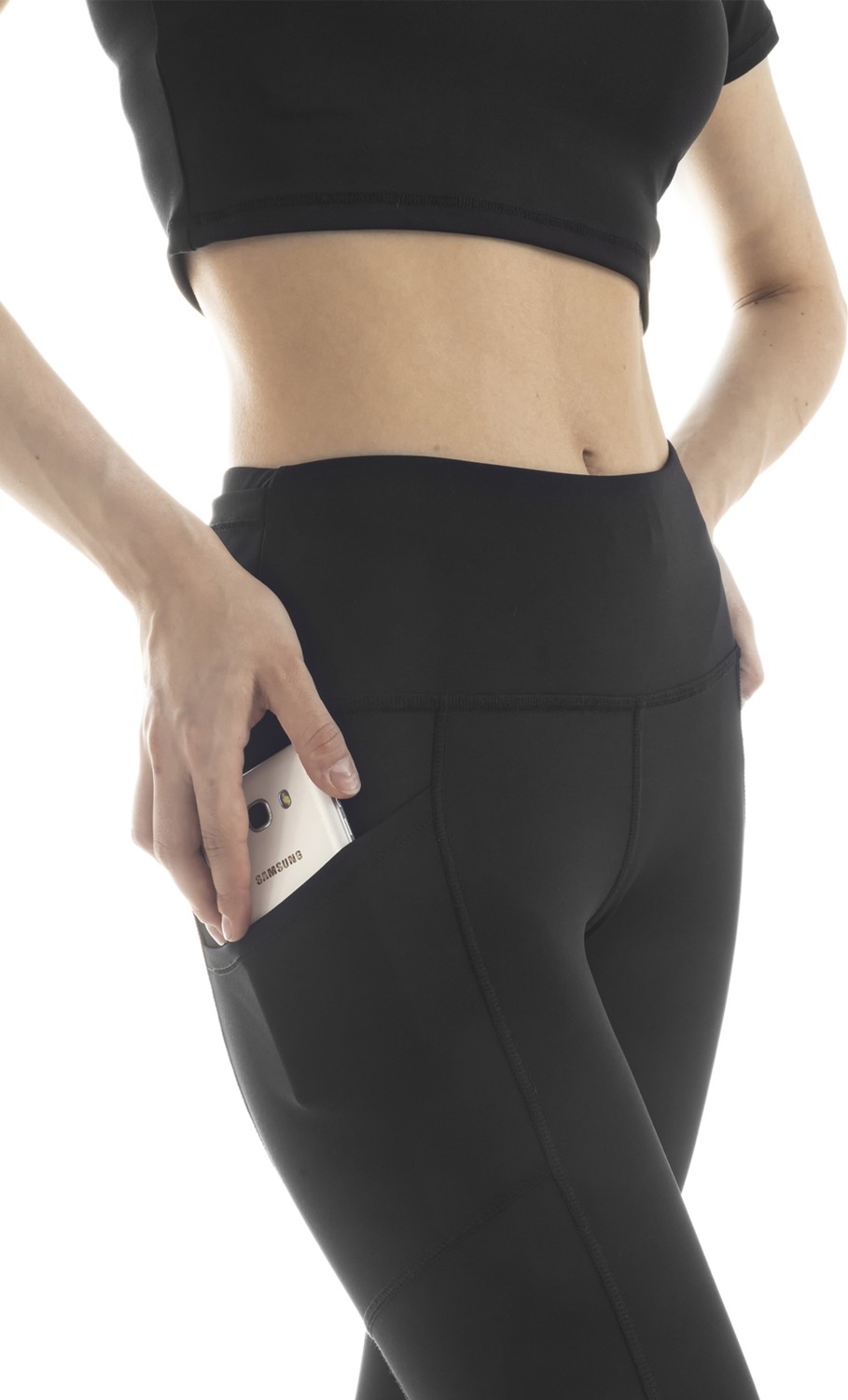 The Step Sports Partly Kadın Siyah Cepli Yüksek Bel Toparlayıcı, Sıkılaştırıcı Yoga Tayt 21" görsel 3