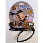 Pati Yavru Köpek ve Kedi Gezdirme Takım Tasması (Ayarlanabilir) Siyah-Gri
