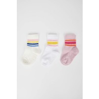 DeFacto Kız Bebek Çizgili Pamuklu 3'lü Uzun Çorap W5101A2NS